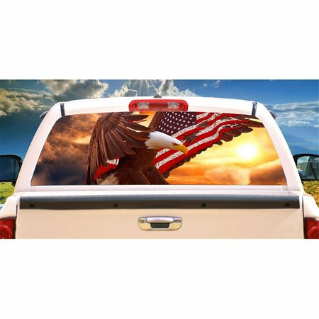 ENTRETENIMIENTO Bald Eagle Flag Rear Window Graphic Truck View Thru Vinyl Decal EN2678320